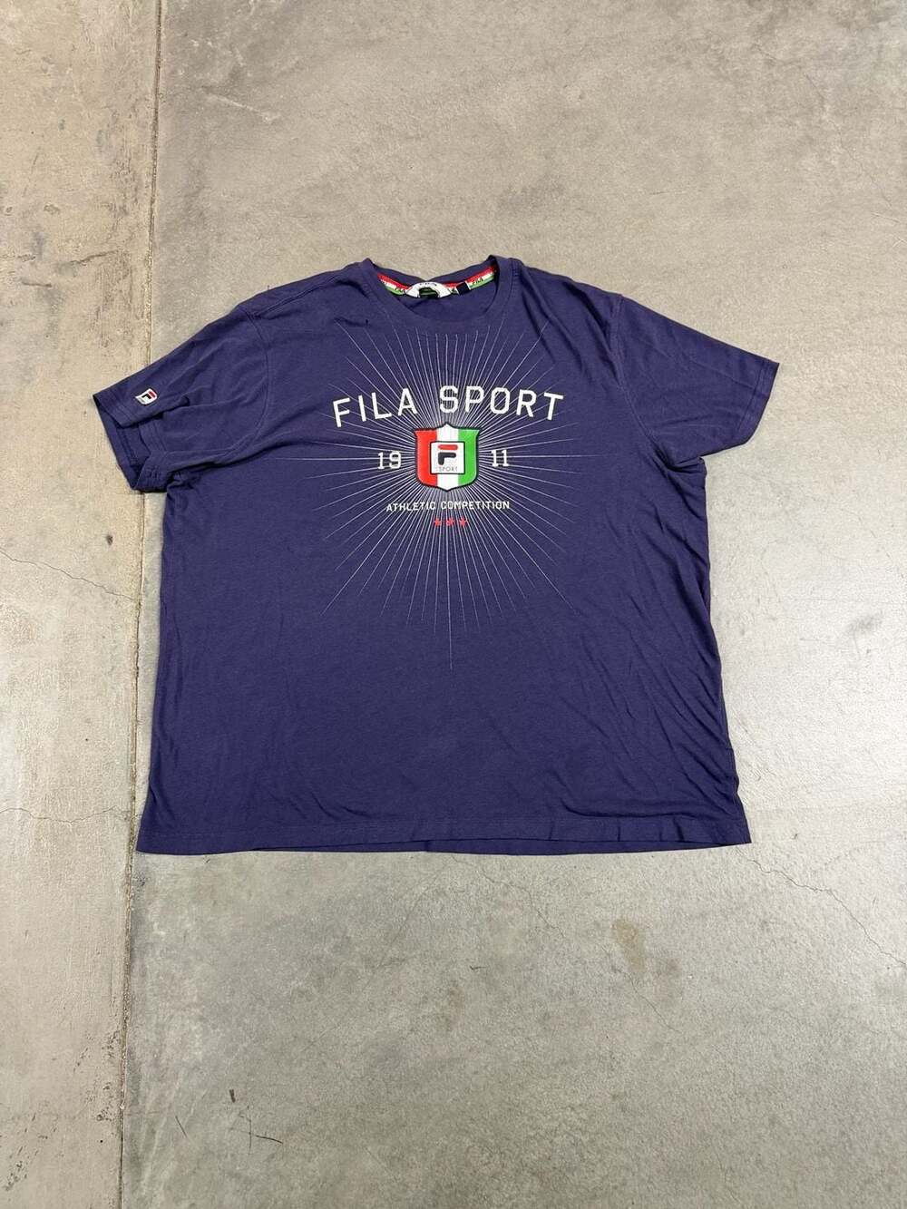 Vintage Fila Sport T-Shirt XL Navy Blue Athletic Competition